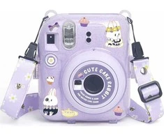 Viršelis LoveInstant Byla FujiFilm Fuji INSTAX Mini 12 + Lipdukai ir kištukas nuotraukoms / Saldus triušis / violetinė Brocade