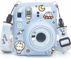 Viršelis LoveInstant FuijiFilm FUJI INSTAX Mini 12 + Lipdukai ir kištukas nuotraukai / pabėgti iš Žemės / Mėlyna Brocade dėklas