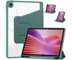 Planšetinio kompiuterio dėklas 4kom.pl 360 Crystal, skirtas Lenovo Tab 10.1 2025, žalias - apsauginis su stovu, prieiga prie portų ir mygtukų