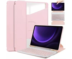 Dėklas na tablet 4kom.pl 360 i Klaviatūra do Samsung Galaxy Tab S9/ S9 FE/ S10 FE 10.9 na Rysik rožinė