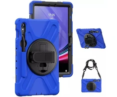 Dėklas na tablet 4kom.pl Armor su laikikliu do Galaxy Tab S9/ S9 FE/ S10 FE SM-X710/X716B/X510, tamsiai mėlyna