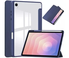 Dėklas na tablet 4kom.pl CLEAR PENCIL do Samsung Galaxy Tab S11 11" SM-X730 SMX736 su klapką tamsiai mėlyna