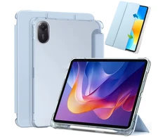 Planšetinio kompiuterio dėklas 4kom.pl Dėklas, skirtas „Xiaomi Redmi Pad 2 11 2025“ – skaidrus su vieta rašikliui ir stovui, juodas