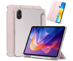 Dėklas na tablet 4kom.pl Dėklas do Xiaomi Redmi Pad 2 11 2025 - skaidrus su miejscem na rysik i podstawką, rožinė