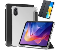 Dėklas na tablet 4kom.pl Dėklas do Xiaomi Redmi Pad 2 11 2025 - skaidrus su miejscem na rysik i podstawką, juoda
