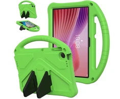 Planšetinio kompiuterio dėklas 4kom.pl FunColor skirtas Lenovo Tab 10.1 2025, žalias – apsauginis su stovu, prieiga prie prievadų ir mygtukų