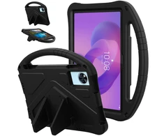 Planšetinio kompiuterio dėklas 4kom.pl FunColor, skirtas Lenovo Idea Tab 11, juodas – apsauginis su stovu, prieiga prie prievadų ir mygtukų