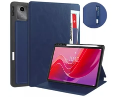 Dėklas na tablet 4kom.pl Odinis dėklas su kieszeniami do Lenovo Tab M11 10.95 TB330FU TB330XU TB331FC, tamsiai mėlyna