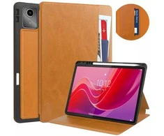 Dėklas na tablet 4kom.pl Odinis dėklas su kieszeniami do Lenovo Tab M11 10.95 TB330FU TB330XU TB331FC, ruda