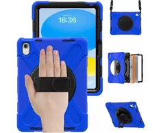 Dėklas na tablet 4kom.pl Shockproof su laikikliu do Apple iPad 10.9 2022/11 A16 2025 mėlyna