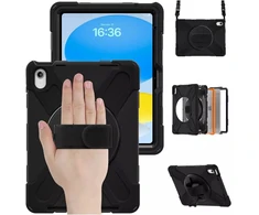 Dėklas na tablet 4kom.pl Shockproof su laikikliu do Apple iPad 10.9 2022/11 A16 2025 juoda