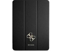 „Guess Saffiano Collection“ dėklas, skirtas „iPad 12.9" 2021“ knygos viršeliui - juodas