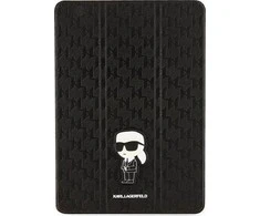 Karl Lagerfeld Saffiano Monogram Ikonik dėklas iPad 10.2" 2019 (7-osios kartos) su Folio Magnet ištisiniu dangteliu - Juodas