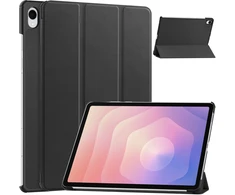 Planšetinio kompiuterio dėklas Strado-Tech Smart, skirtas Samsung Galaxy Tab S11 11 SM SMX736 su dangteliu, juodas – apsauginis su stovu