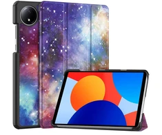 Planšetinio kompiuterio dėklas Strado-Tech Graphic skirtas Redmi Pad SE 8.7 2024 / Redmi Pad, Galactica – apsauginis su stovu, prieiga prie portų ir mygtukų