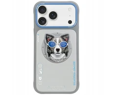 NIMMY dėklas GLASSES COOL DOG, suderinamas su „MagSafe“, skirtas IPHONE 17 Pro, pilkas
