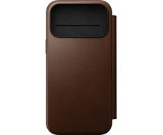 NOMAD odinis dėklas IPHONE 18 Pro Max/17 Pro Max, suderinamas su MagSafe (Modern Leather Folio ECCO Leather) ruda