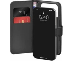 Puro Wallet Stand dėklas skirtas Apple iPhone 17 Pro Made of Eco-Leather, with a Flap, Wallet, and Stand Function - juodos spalvos