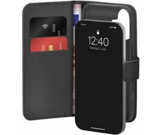 Puro Wallet Stand dėklas skirtas Apple iPhone 17 made of eco-leather, with a flap, wallet and stand function - juodos spalvos
