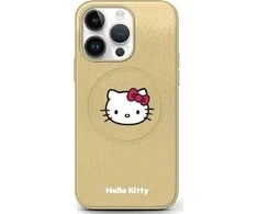Hello Kitty HKHMP15SPGHCKD Apple iPhone 15 /14 / 13 6.1″ auksinis kietas dėklas Leather Kitty Head MagSafe