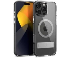 Dėklas Spigen „Capella MagSafe“ stovas, skaidrus pilkos spalvos – „iPhone 16 Pro“