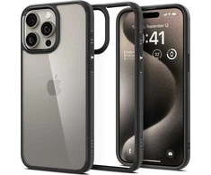 Dėklas Spigen Crystal Hybrid, matinė juoda - iPhone 15 Pro Max
