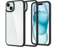 Spigen Crystal Hybrid, matte dėklas telefonui juodos spalvos – Apple iPhone 15 Plus