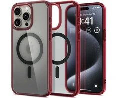 Spigen Ultra Hybrid (MagFit) dėklas skirtas Apple iPhone 15 Pro, spalva - Frost Deep Raudona