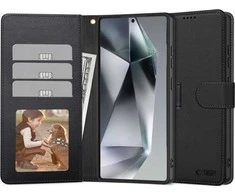 Tech-Protect Wallet Samsung Galaxy S25 – dėklas telefonui juodos spalvos