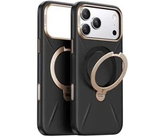 Dėklas Torras Ostand Q3 Vegskin, obsidianinė juoda — iPhone 17 Pro Max