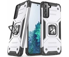Wozinsky Ring Armor tvirtas hibridinis dėklas + magnetinis laikiklis skirtas Samsung Galaxy S22 + (S22 Plus), sidabrinis