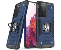 Wozinsky Ring Armor tvirtas hibridinis dėklas + magnetinis laikiklis skirtas Samsung Galaxy S22 Ultra, mėlynas
