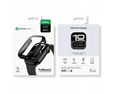 AmazingThing Radix Glass dėklas skirta Apple Watch 42mm – juodos spalvos