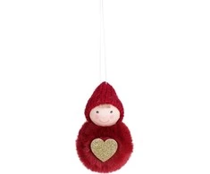 Christmas Decoration Dekoratyvi lėlytė su širdute 8 cm raudona