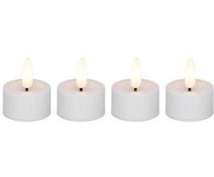 Dekoracja świąteczna Sirius Extra LED tealight Cozzy 5cm Ø3.9cm baltas plastikas rechargeable 3D flame 4 pcs.