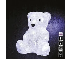 Springos LED acrylic bear, battery-operated, 16 LEDs, height 20 cm