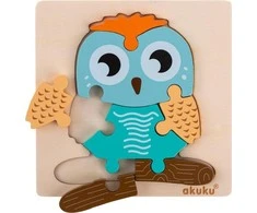 Akuku kūdikių medinė, edukacinė dėlionė OWL, A0601