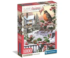 Clementoni CLE dėlionė 1000 Kalėdų kolekcija Robin_HollyBushes 37129