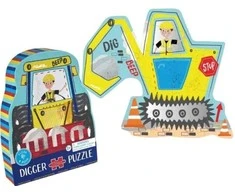FLOSS &amp; ROCK - Digger 12pc Shaped Jigsaw with Shaped Box - (44P6422)