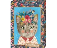 Dėlionė Heye Puzzle 1000 Floral Friends, Kotek su kwiatami