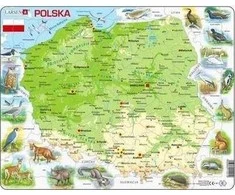 Tactic Larsen Dėlionės Žemėlapis Lenkija Fiziniai Gyvūnai Maxi