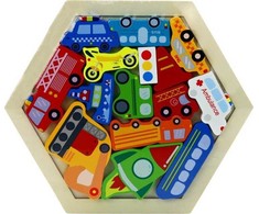 Lean Toys Medinė dėlionė su transporto priemonėmis vaikams, 15 dalių