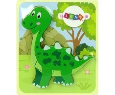 Lean Toys Medinė dėlionė dinozauras žalias