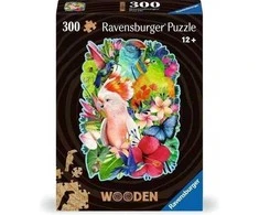Ravensburger medinė dėlionė 300 vnt. - Spalvingos papūgos