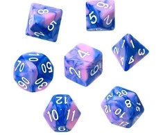 REBEL RPG Dice Set - Two Color - Mėlyna and Rožinė