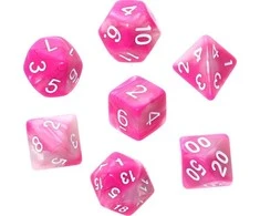 REBEL RPG Dice Set - Two Color - Rožinė and Baltas
