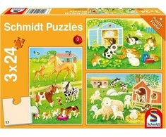 Schmidt Spiele Dėlionė 3x24 Mieli gyvūnai G3