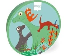 Dėlionė Scratch Nutrynimai, kontūriniai galvosūkiai Dinozaurai 30 vnt.