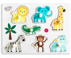 Medinis dėlionė Smily Play Zoo gyvūnai, 8 elementai