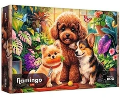 Dėlionė 600 „Flamingo” Trefl Šunys oranžerijoje 12205